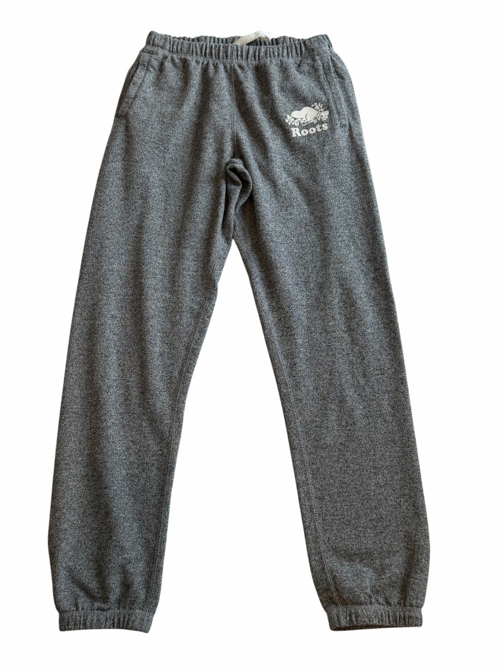 Roots Canada Salt & Pepper Gray Sweatpants Beaver Logo Small